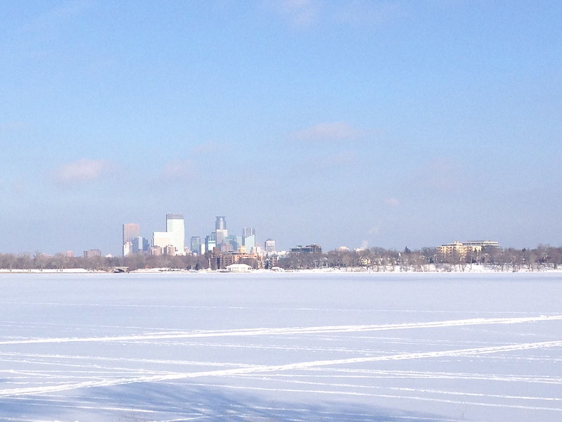 Minneapolis Skyline in Winter from Lake Calhoun